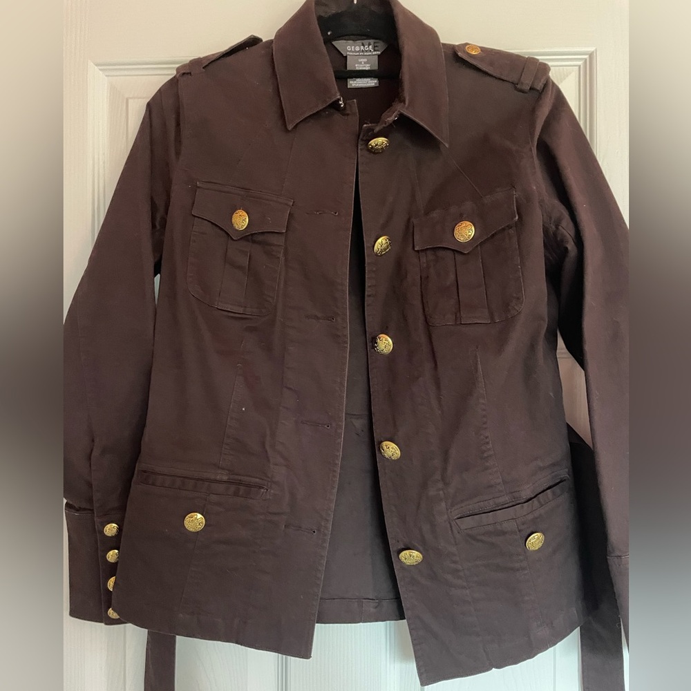 George Women's Brown Blazer with Gold Buttons